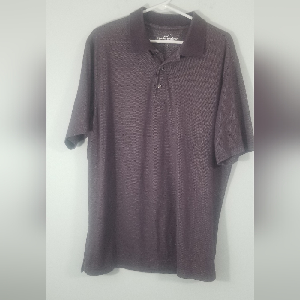 Eddie Bauer Polo. Blue Gray Short Sleeve Collared Tee. Size L.